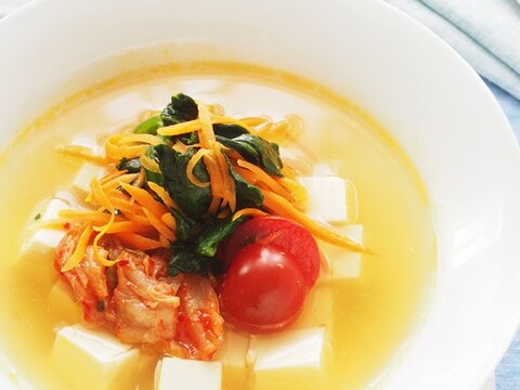 【火は不要！】韓国冷麺風 お豆腐の冷製スープ